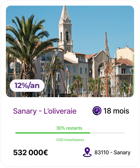 Projet immobilier financé sur Tokimo — Sanary